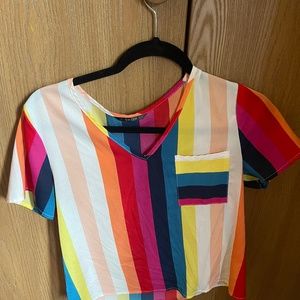 Striped Print Puff Sleeve Blouse